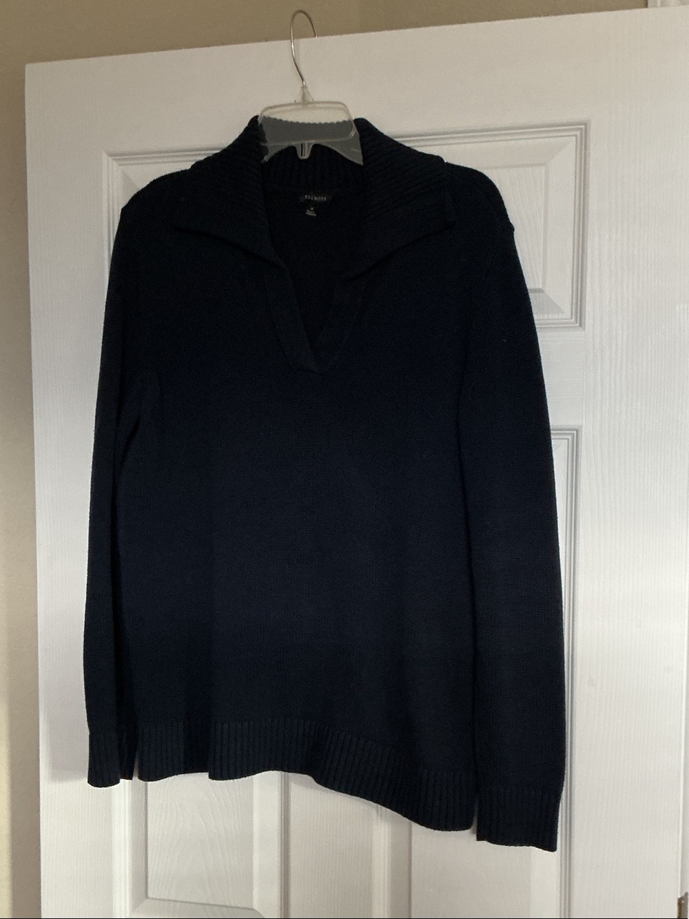 Talbots Black Cowl V-Neck Sweater